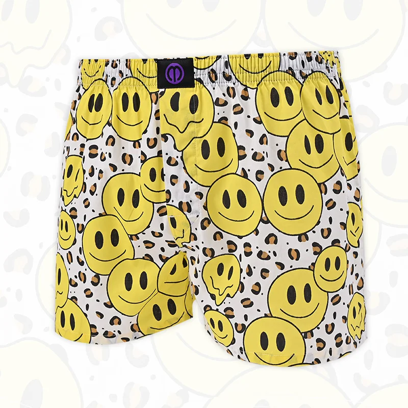 Leopard print smiling face Pure Cotton Underwear Pattern For Men And Women Pattern Comfortable Breathable Shorts For Home Leisur