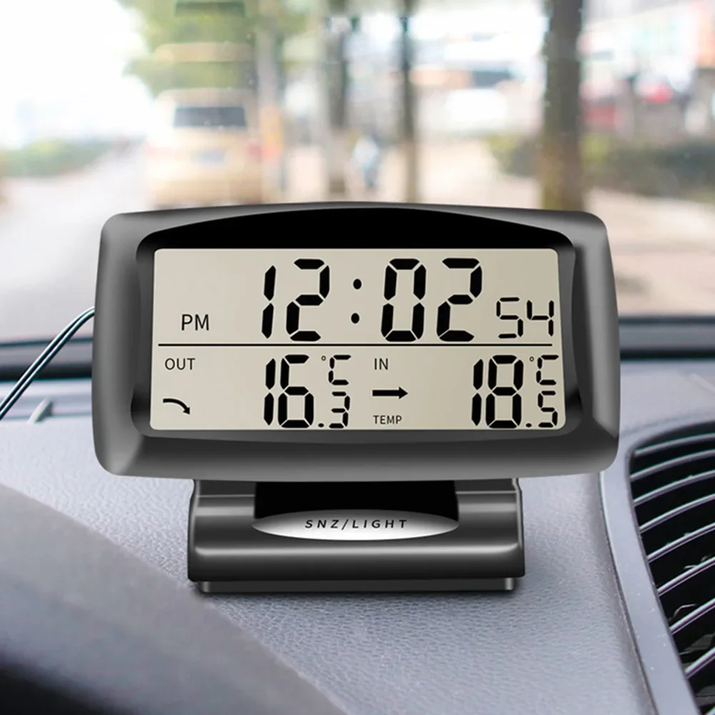 2 In 1 Car Clock Digital Thermometer Time Auto Vehicles Temperature Gauge with Backlight Car Electronics Car Clock Dashboard