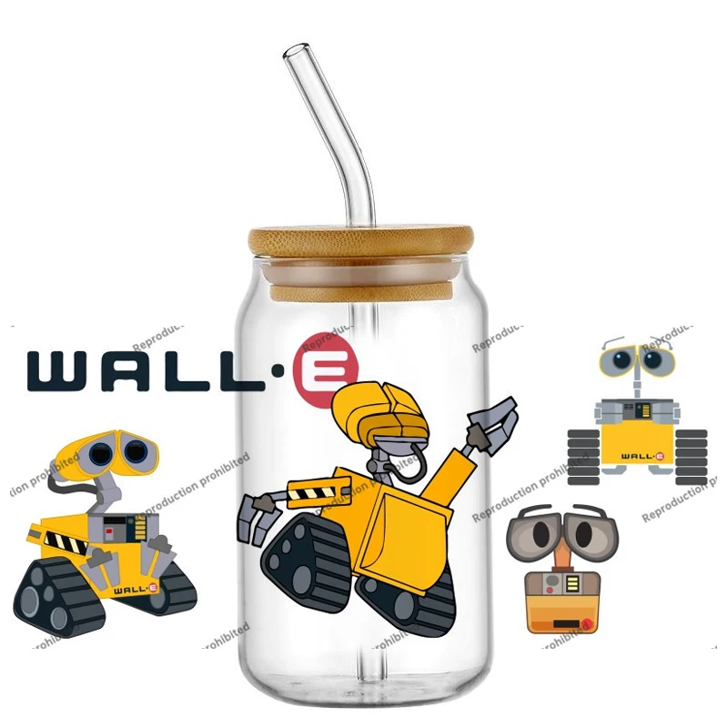 

New Popular Cartoon WALL·E 16OZ UV DTF Cup Transfer Sticker DIY Durable Waterproof Custom Logo