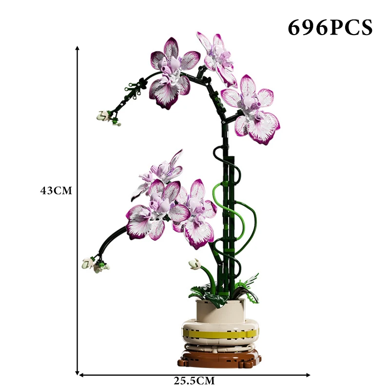 Creatieve Orchidee Cymbidium Eeuwige Bloemen Potplant Bouwstenen Simulatie Phalaenopsis DIY Bricks Speelgoed Valentijnsdag Cadeau - afbeelding 1