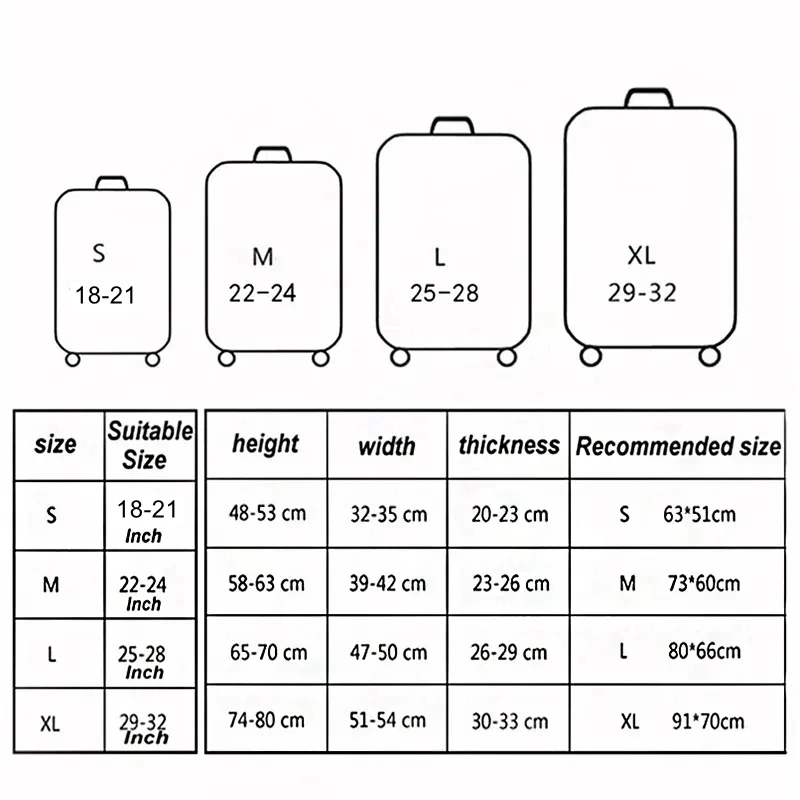 18 "から32" のジッパー付き荷物保護カバー,ジッパー付きスーツケース,トロリー,トラベルアクセサリー