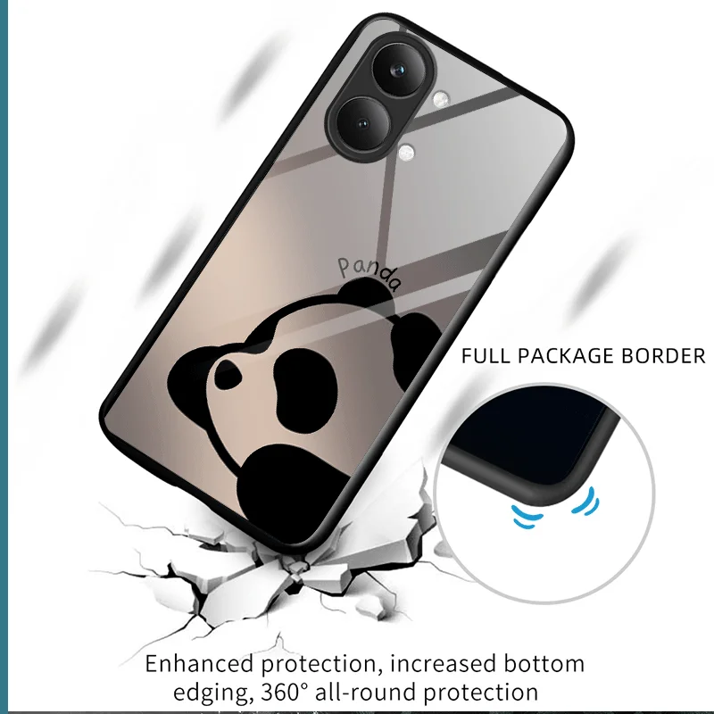 Hard Tempered Glass Case For Xiaomi Poco X8 Max Protective Cover Panda Pattern Back Shell Fundas - view 3