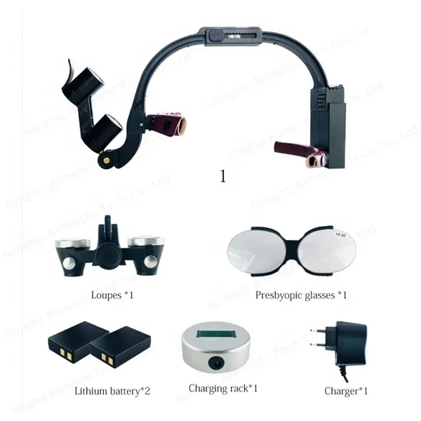 المكبر الأسنان 150000 لوكس مجهر 5 واط LED 2000mA مع نظارات طويل النظر Loupes كشافات PSL 2.5X أو 3.5X