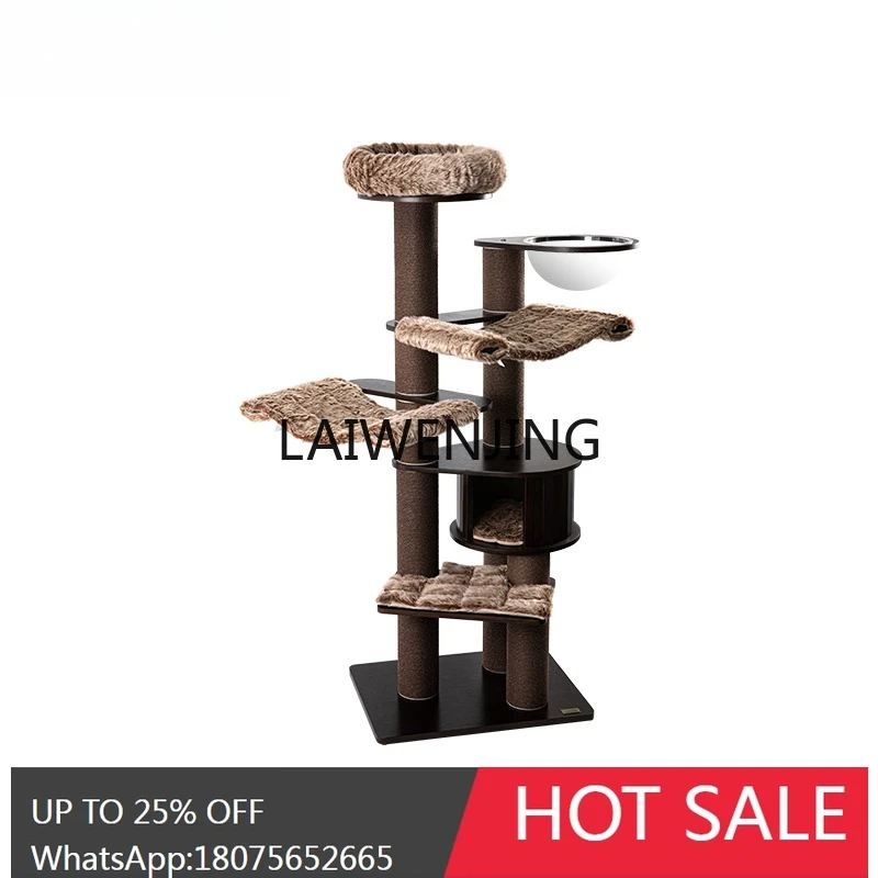 LYY  cat climbing frame nest tree integrated black walnut color lacquered solid wood multi-layer board frame large