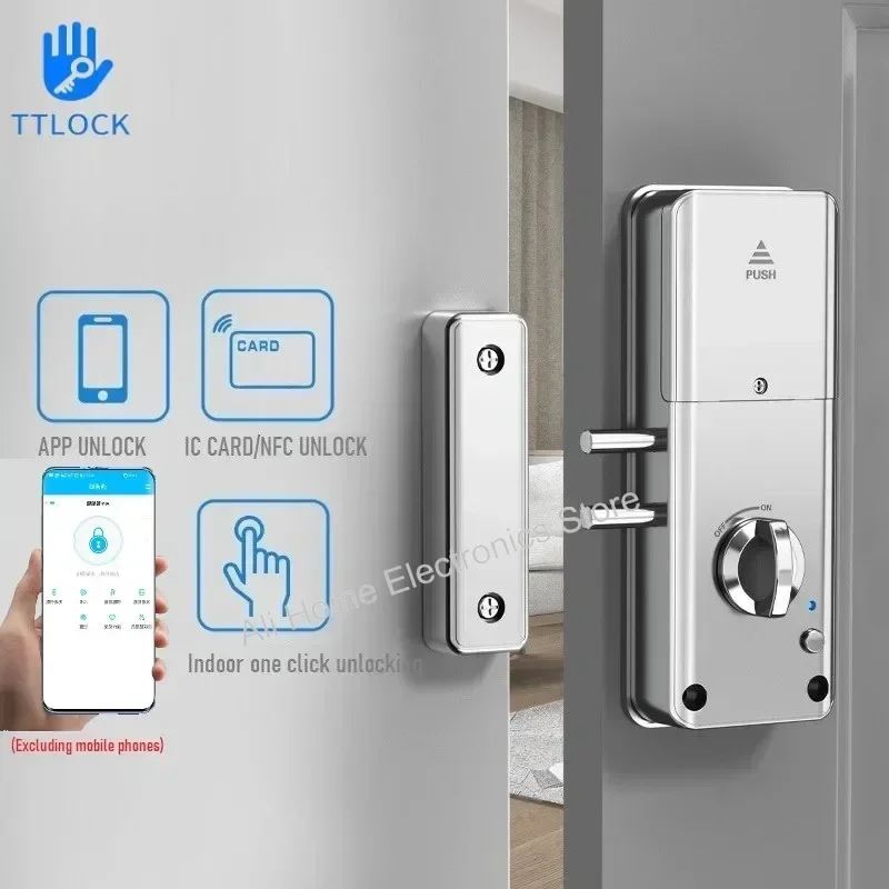 Ttlock fechadura inteligente para porta de madeira escondida, fechadura magnética, aplicativo, cartão ic, desbloqueio remoto, armário eletrônico,