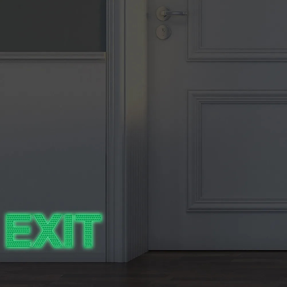 Exit Wall Sticker Luminous Emergency Safety Sign 6.5 X 19Cm for Offices Schools Retail Spaces Traffic Safety Symbol