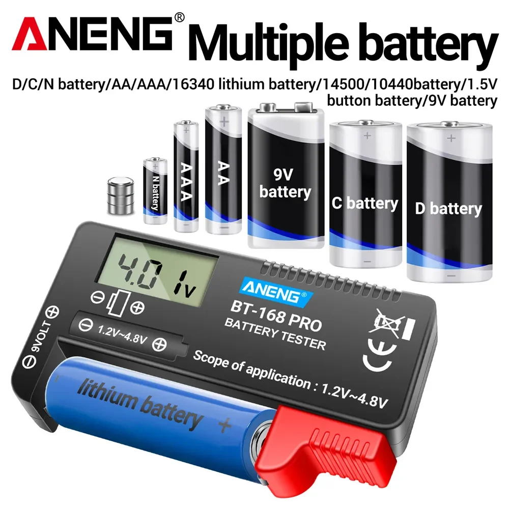 

ANENG BT-168 PRO Батарейный аккумулятор AAA AA 9 В 16340 Тестер уровня заряда батареи ЖК-цифровой дисплей для проверки мощности Универсальные анализаторы Инструменты