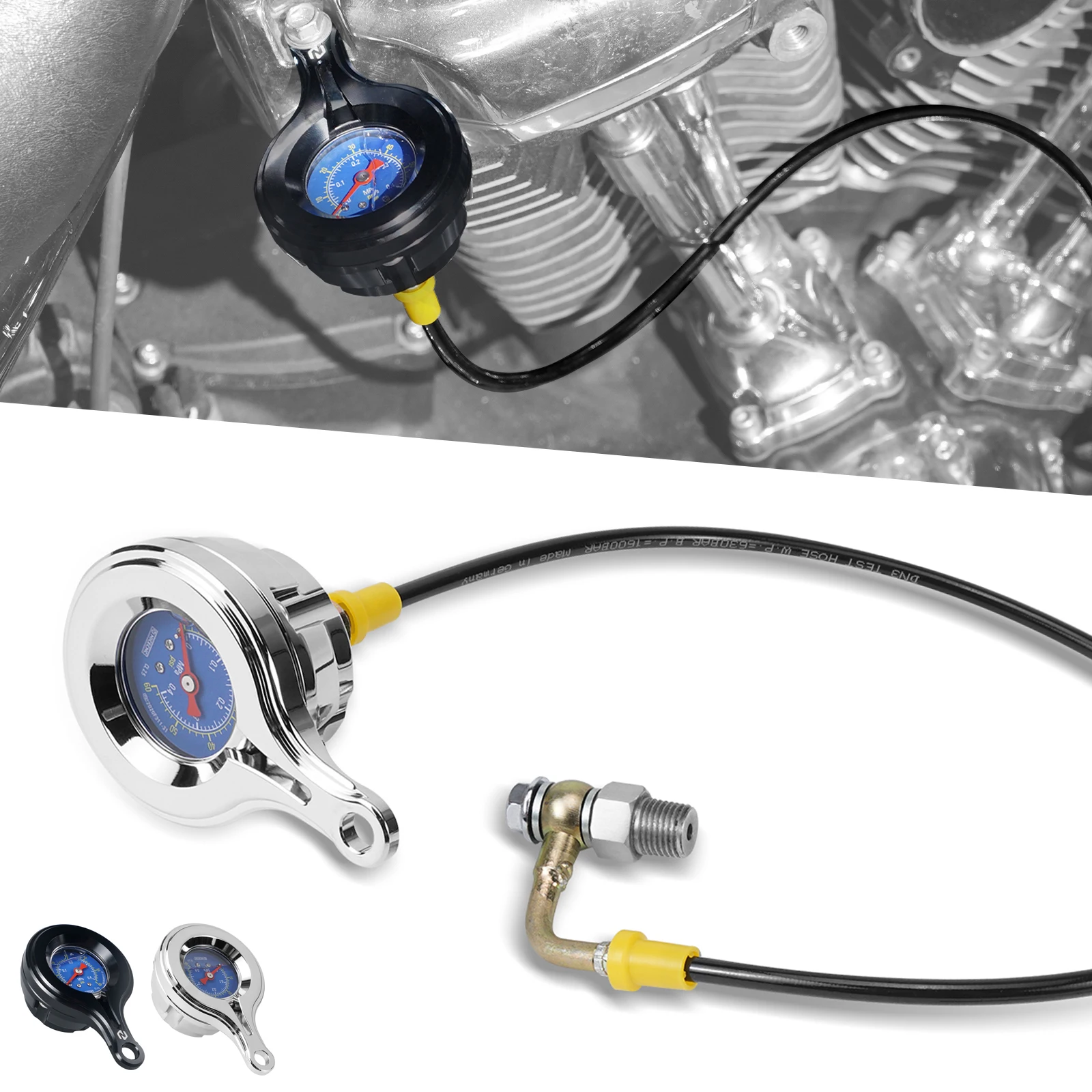 Aluminum Motorcycle Oil Pressure Gauge for Harley Road King/Special FLHR CVO/Street Glide/Special FLHX Ultra Limited 2017-2024
