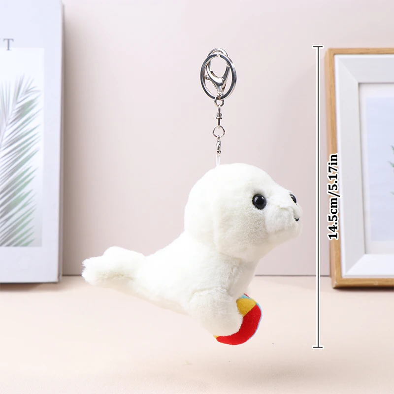 Backpack Charms Marine Animal Series Keychain Sea Lion Killer Whale Skate Ray Whale Keyring Bag Decor Toy Plush Animal Doll