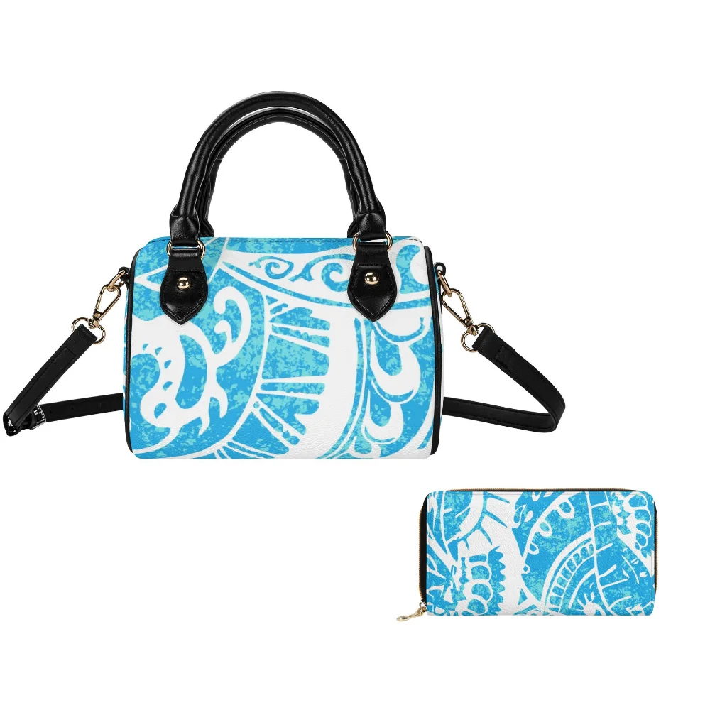 

Custom Hd Printed Polynesian Pu Handbag Multi-Functional Outdoor Casual Makeup Bag Stylish Women'S Crossbody Bag And Purse Set