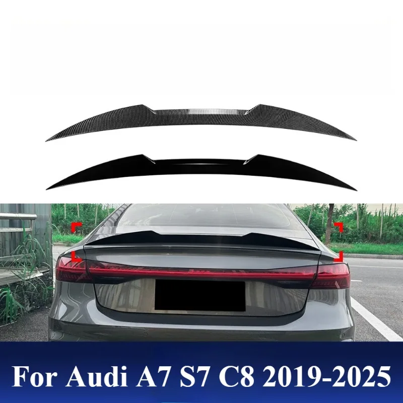 

For Audi A7 S7 C8 2019-2025 Overseas Version Blade Style M4 Rear Spoiler Roof Wing Carbon Fiber Look Exterior Upgrade Accessory