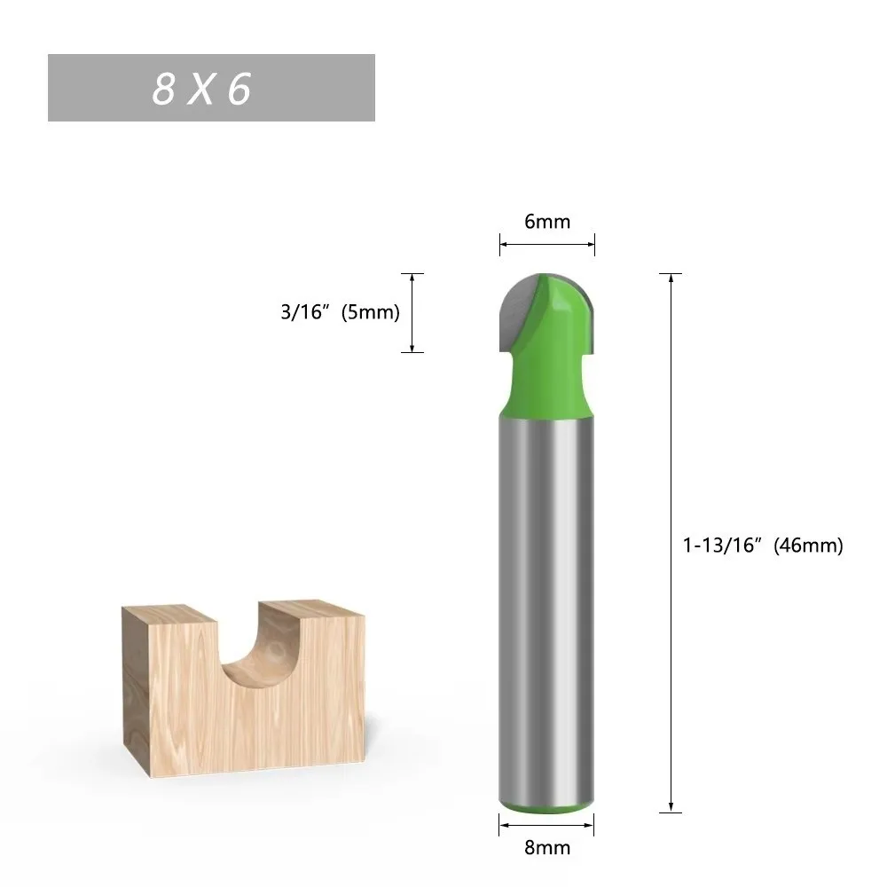 Solid Carbide Milling Cutter Round Nose Precision Cutting Round Nose Router Bit Smooth Finish 8mm Cove Router Bit Wood Working