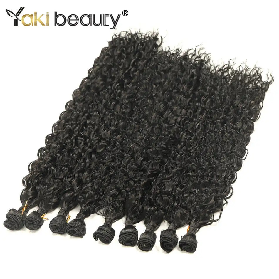 Synthetic Kinky Curly Hair Bundles 9PCS/Set Super Long Hair Extensions Organic Fiber 300G Water Wave Hair Weave Full to End