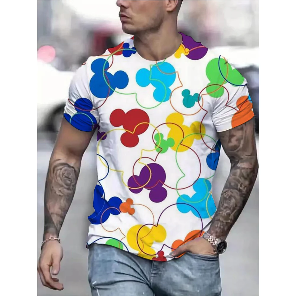 Men Disney Mickey Mouse Print T-Shirt Summer Boy Street Fashion Casual Sports Loose O Neck Quick Dry Short Sleeve Clothing Kid image 4