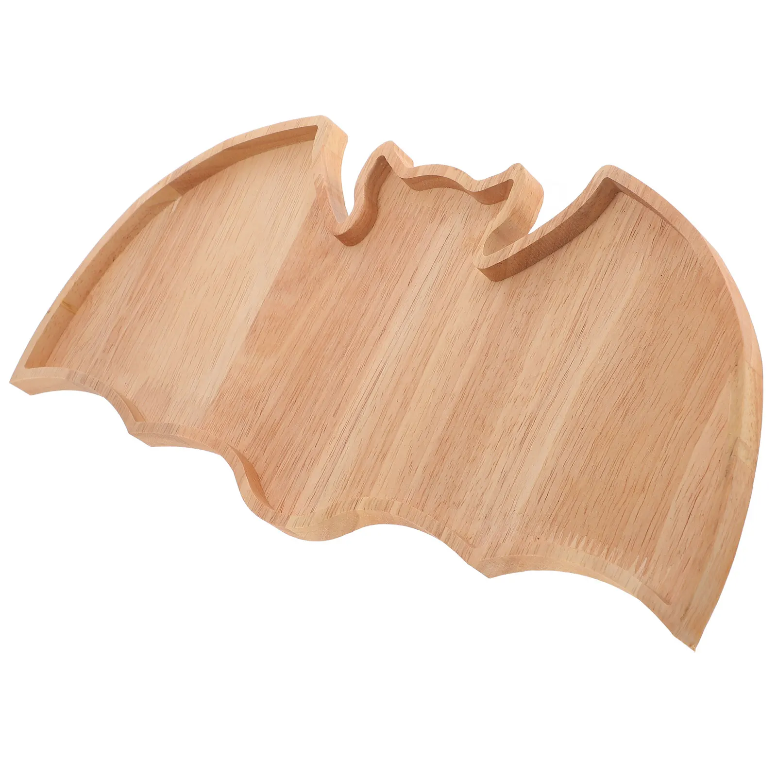 

Halloween Wood Bat Snack Plate for Fruit Dry Food Storage Party Household Large Size Smooth Surface Rustic Color Wooden