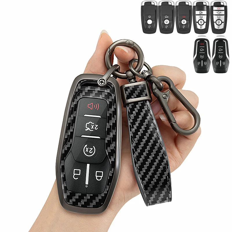 

Zinc Alloy + PU Leather Car Key Case For Ford Taurus Mustang F-150 F-450 Explorer Fusion Edge Lincoln MKC MKZ MKX Remote Holder