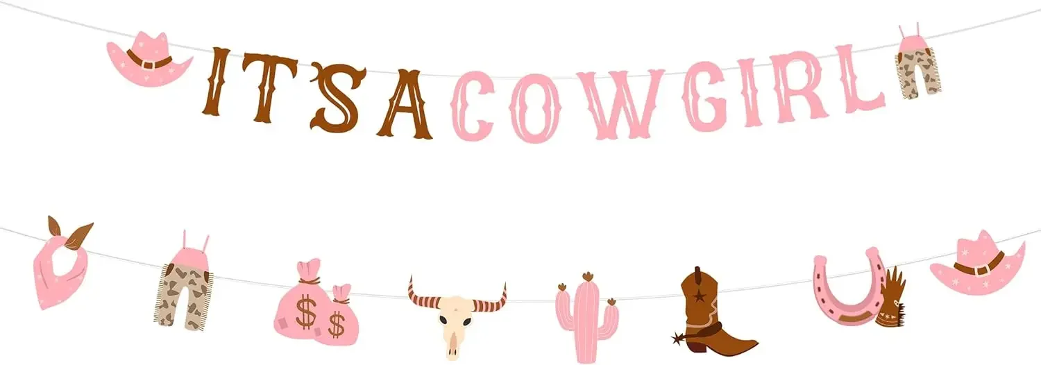 

Gender Reveal Cowgirl Banner, Bunting Garland, Gender Reveal, Pregnancy Announcement, Western Theme Party Decor, It's a Cowgirl