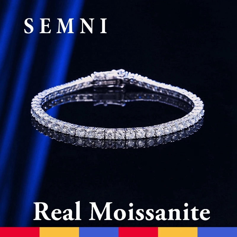 

SEMNI 0.1CT Moissanite Tennis Bracelets for Women Sparkling 925 Sterling Silver Lab Diamond Luxury Fine Jewelry Christams