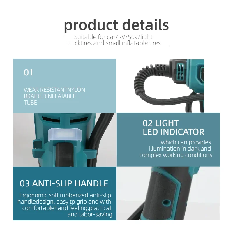 For Makita Handheld Air Compressor 600mm Cordless Portable Electric Air Pump Handheld Air Compressor  For Cars