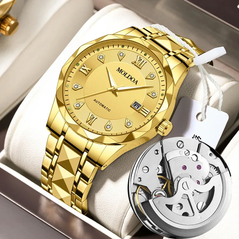 ساعة رجالية، تقويم خفيف ليلي للرجال مقاوم للماء، مزدوج الجوانب، إبزيم على شكل فراشة، أرقام رومانية، ساعة كوارتز رجالية فاخرة #1