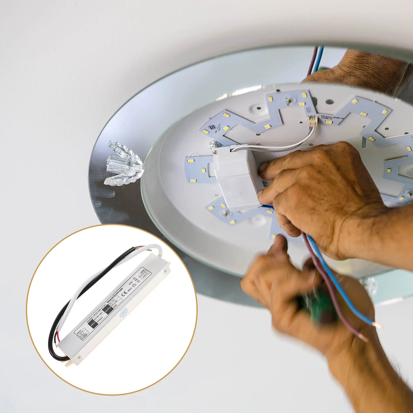 

LED Driver 30W Power Supply 100V-265V Dc Converter Flicker-Free Overload Protection LED Strip Light Driver Indoor Outdoor