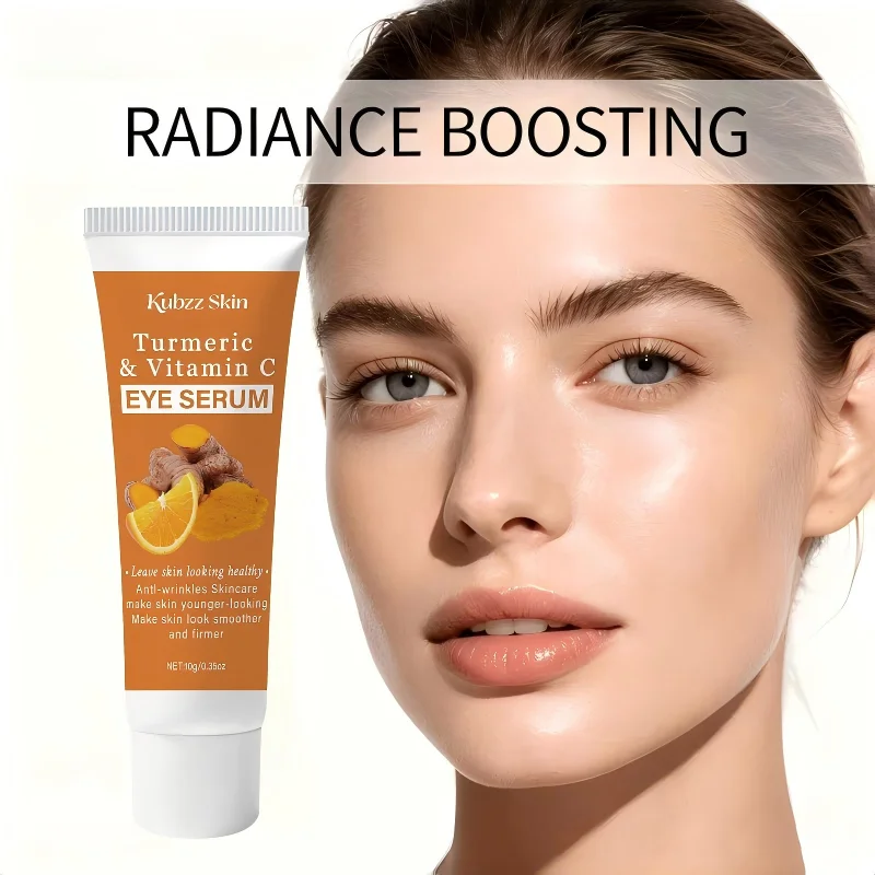 Turmeric Vitamin C Eye Serum Reduces Dark Circles and Puffiness, Lifts and Firms, Smoothes Fine Lines, Deeply Hydrates and Moisturizes with Aloe Vera, 10g Portable Travel Size, Emergency Solution for Staying up Late to Reduce Swelling, Suitable for Both Men and Women, Applicable to All Skin Types