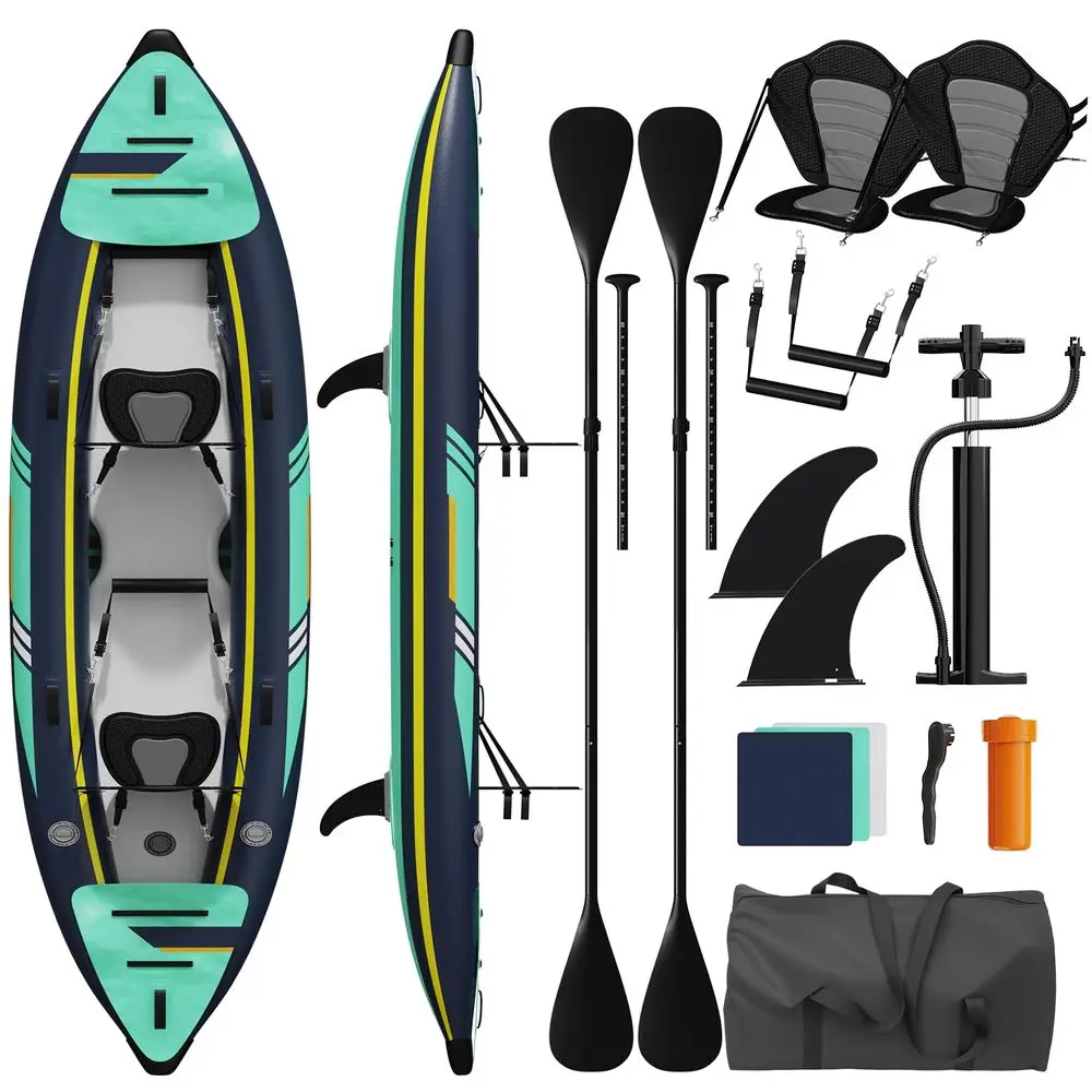 

Kayak 1 2 Person for Adults, 10.3FT Foldable Fishing Kayak with Paddle, Seat with Backrest, Manual Air Pump, Repair Kit, 300LBS