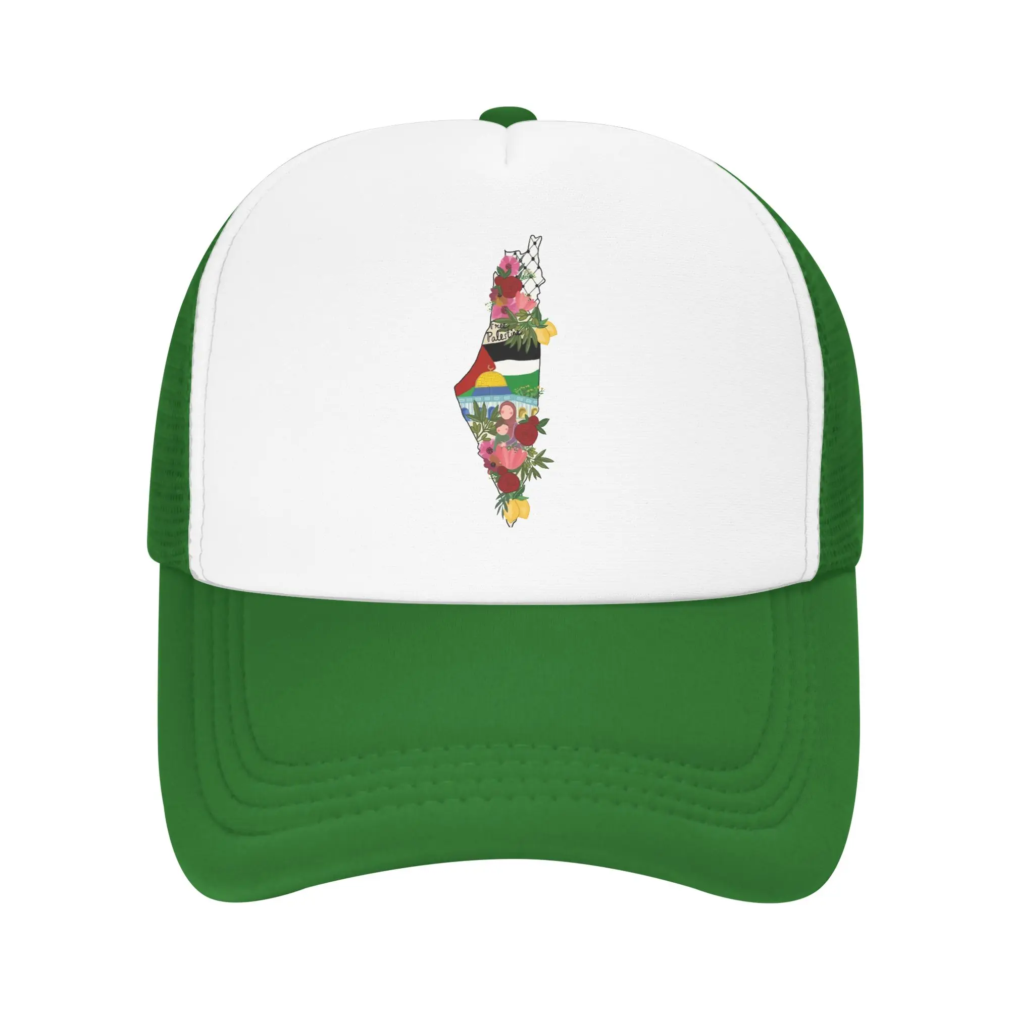 Flower Floral Palestine Palestinian Mesh Baseball Cap Men Women Fashion Trucker Worker Cap  Hats Adjustable Summer Trucker Hats