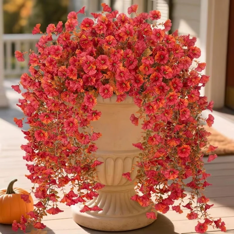 

2Pcs Artificial Flowers Vine Morning Glory Wedding Home Room Table Festival Decor Halloween Outdoor Yard Garden DIY Gifts Cheap