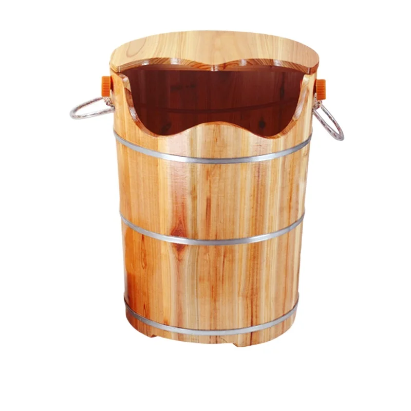 

Customizable Herbal Foot Spa Barrel - Extra Tall Solid Wood Steam Bath Tub Knee Soaking for Home Relaxation