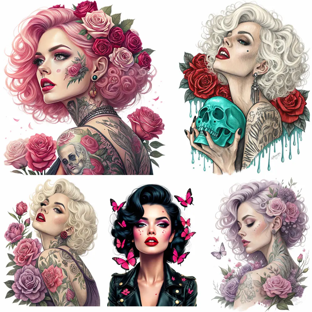 Parches marilyn para planchar para mujer, ropa Punk Monroe DIY, camisetas lavables de nivel A, pegatinas térmicas, parches de transferencia de calor