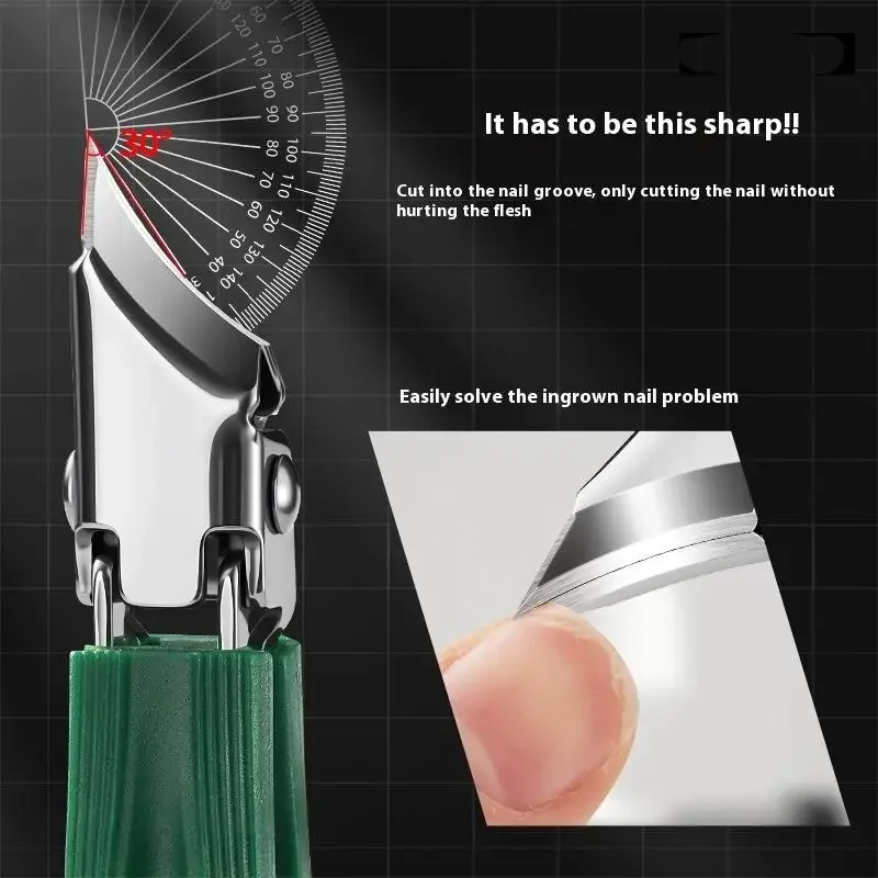 مقص أظافر بزاوية حادة للغاية من الفولاذ المقاوم للصدأ لقص أظافر وأظافر القدم ومزيل للبشرة المضاد للرذاذ للنظافة الشخصية