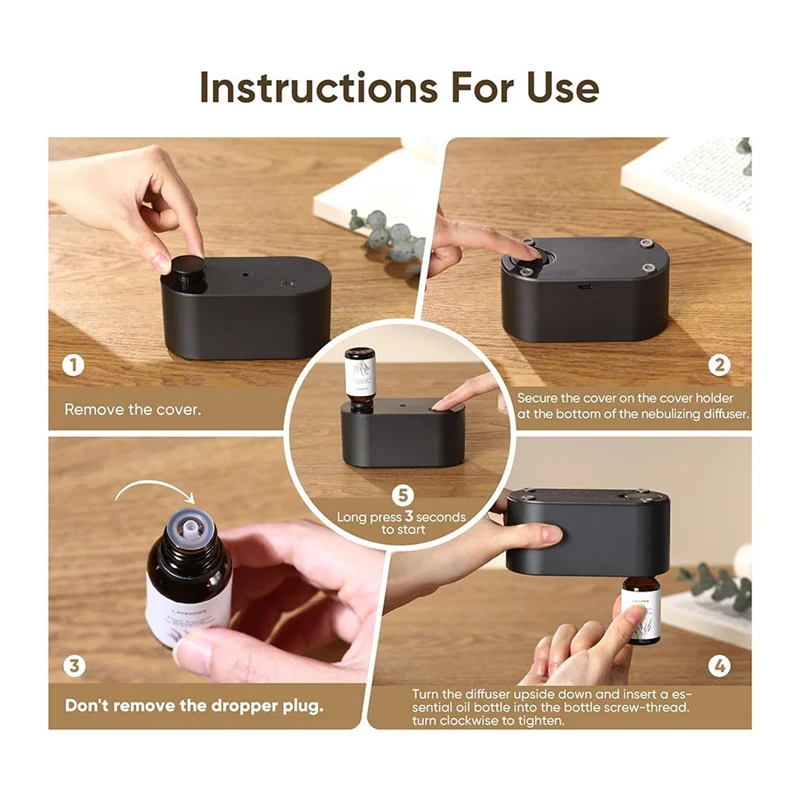 Difusor sem água para nebulizador de óleo essencial, mini máquina de ar perfumado, difusor de atomização de aromaterapia
