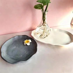 Irregular Oval Concrete Storage Tray Silicone Molds Round Cement Coaster Cup Mat Plaster Jewelry Display Tray Plate Resin Mould