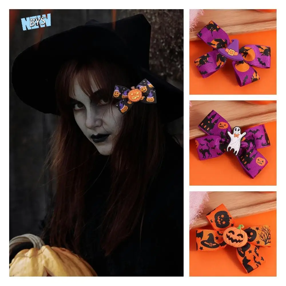 

Fashion Ghost Halloween Bow Hair Clip Funny Hairpin Pumpkin Hairpin Creativity Eyeball Bat Duckbill Clip Party