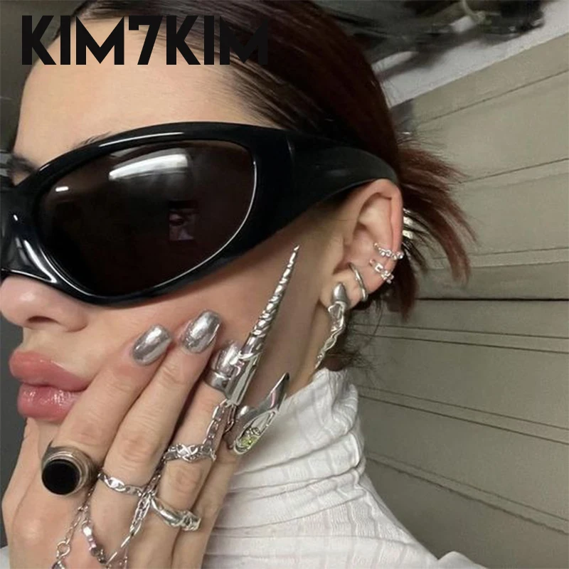 Cyberpunk Cat Eye Y2K Sunglasses Women 2024 Luxury Brand Trends Sun Glasses Men Vintage Oversized Steampunk Goggle Gafas De Sol