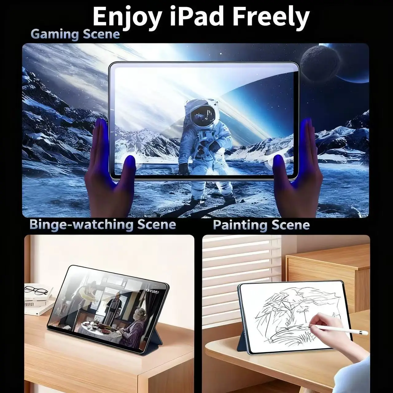 Protetor de tela de vidro temperado de alta definição de 2 unidades compatível com iPad Pro de 12,9 polegadas