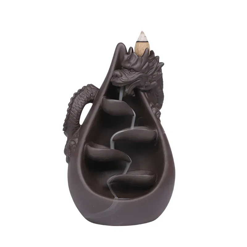 Relief Dragon Incense Burner, Waterfall Backflow Incense Holder, Aromatherapy Ornament, Zen Decor Home Decor -No Incense 1pc