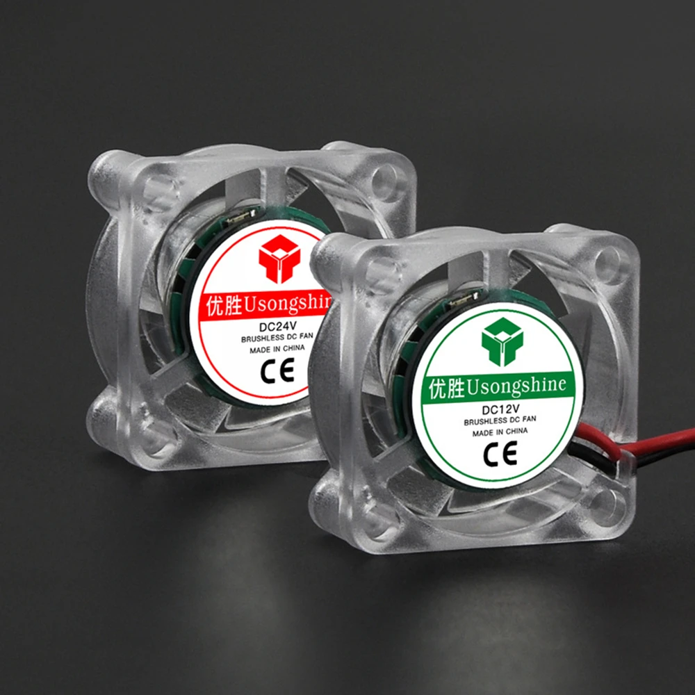 Cooling Fan Mini Transparent Hydraulic Fan 3010 4010 12V/24V  with LED Light High Quiet Exhaust Fan 3D Printer Parts