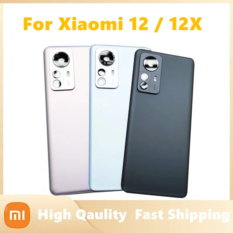 

Original Rear Housing Door For Xiaomi 12 12X Back Cover Lid Mi12 5G Battery Cover Replacement With Adhesive + Camera Lens