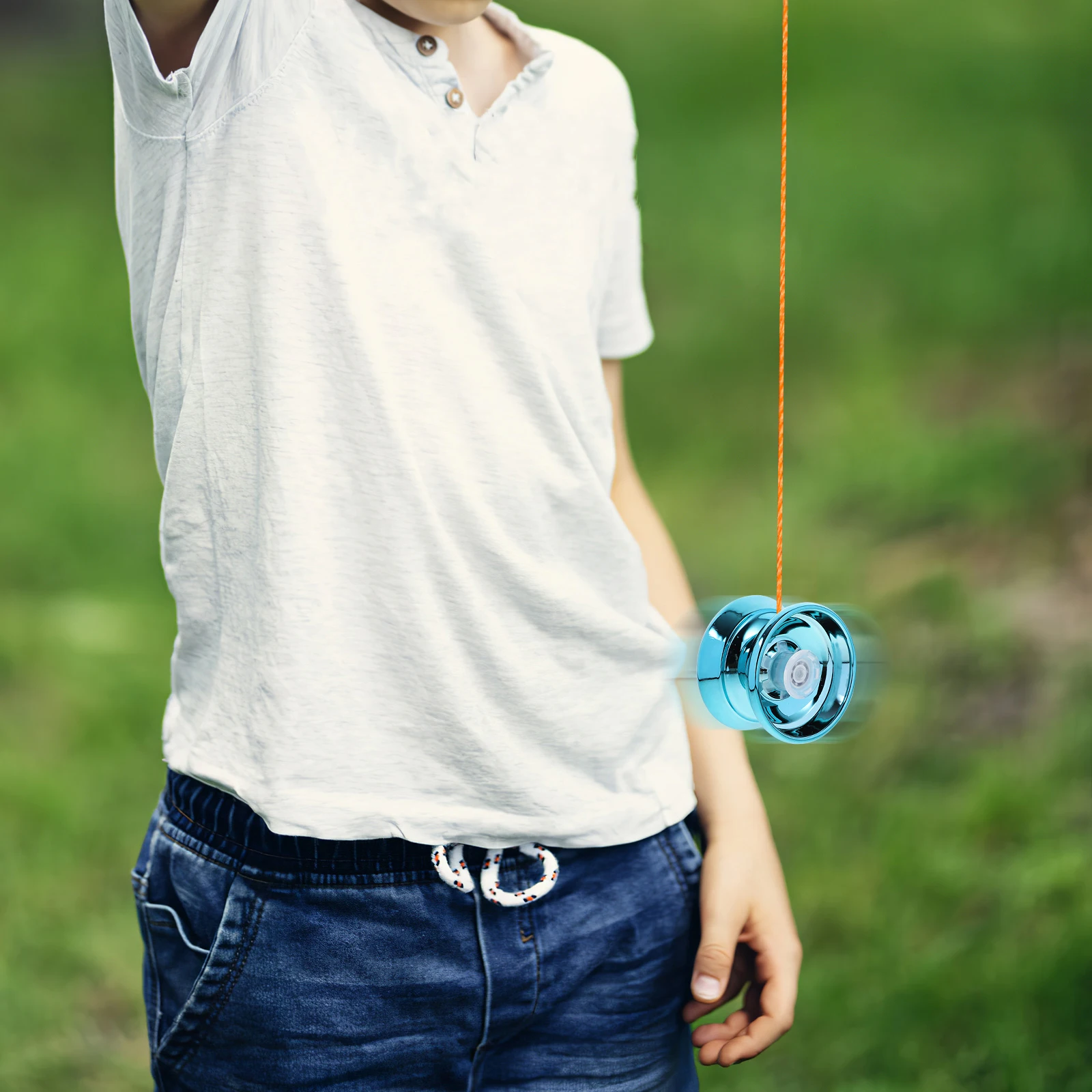 

Beginner Yo-yo Toy Kids Yoyo Ball Alloy Material Smooth Performance 866-6712 Blue Color Fixed Shaft Non-responsive Outdoor Fun