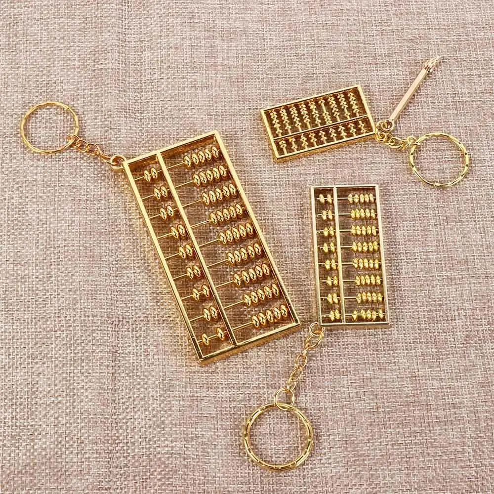 Retro Crafts Alloy Abacus Pendant Gold-plated Removable Abacus Keychain Fortune-attracting Calculator Ornament Tourism Gift