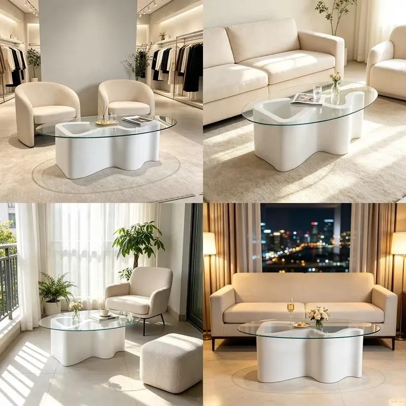 for Customized irregular wavy base FRP tempered glass countertop traditional antique environmentally friendly and durable