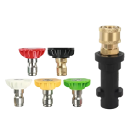 Karcher K2-K7 Car Washer Foam Pot Converter – 1/4 Quick Connect High Pressure Five-Color Nozzle Set for Water Gun
