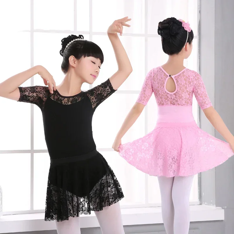 Robe de ballet en dentelle pour filles, justaucorps en coton épissé, robe de danse AqDance pour enfants, maillot de bain pour enfants, vêtements de danse