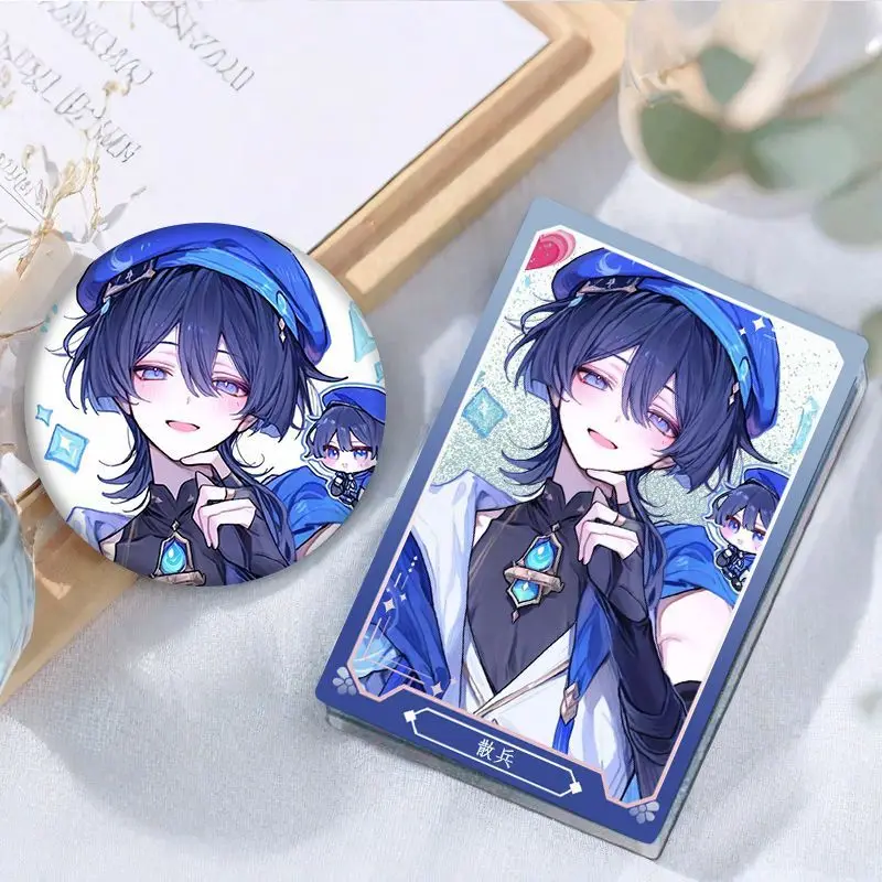새로운 Genshin Impact Merchandise Scaramouche Balladeer 배지 및 모래 - 흐르는 장식 장난감 팬의 선물