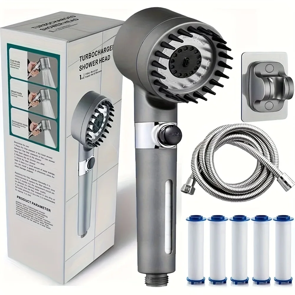 New Ion Drop Shower Head with Handheld Filter Shower Turbocharger with Multiple Spray Modes Built-in Filter on/off Switch