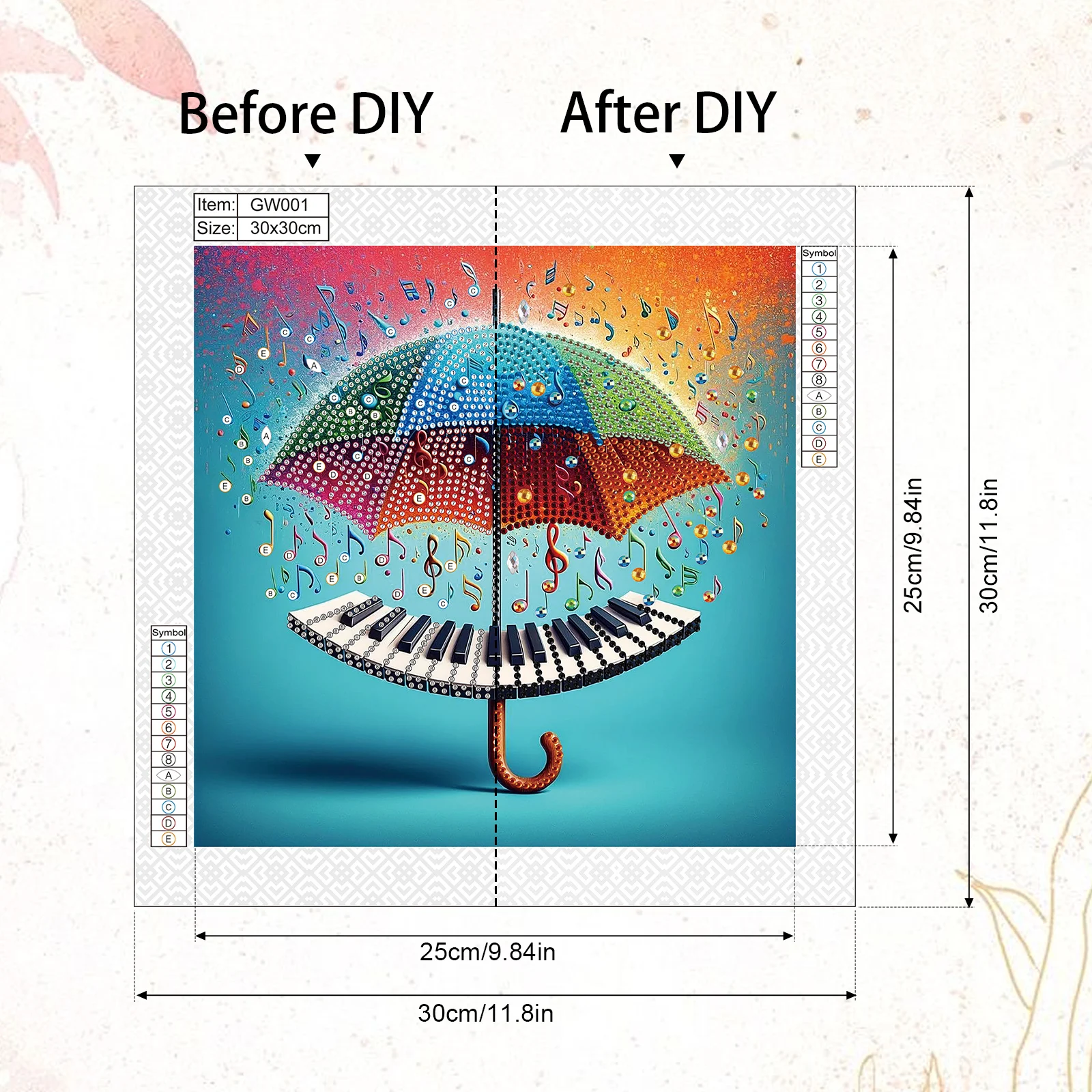 5D DIY Diamond Painting Kit Rainbow Umbrella Decoration DIY Alien Diamond Mosaic Art Gift Crafts Wall Home Decoration
