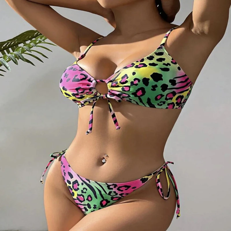 

Bikini fashion sexy swimwear colorful leopard print two-piece swimsuit