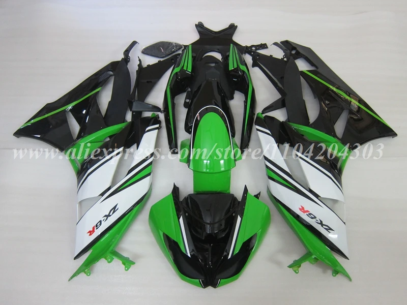 ABS 오토바이 페어링 키트, 가와사키 ZX-6R 636 2009 2010 2011 2012 09 10 11 12 차체 세트에 적합, 블랙 그린, 4 가지 선물, 신제품